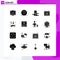 Modern Set of 16 Solid Glyphs and symbols such as hand, percent, apple, arrows, date