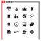 Modern Set of 16 Solid Glyphs and symbols such as object, edit, aurangabad fort, watch, gym
