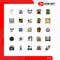 Modern Set of 25 Filled line Flat Colors Pictograph of court, ball, wrench wheel, product, cd