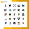 Modern Set of 25 Filled line Flat Colors Pictograph of media, advertising, scale, chat, monitor
