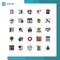 Modern Set of 25 Filled line Flat Colors Pictograph of online, book, cart, right, fingers