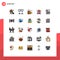 Modern Set of 25 Filled line Flat Colors Pictograph of profile, cute, network, avatar, seo