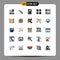 Modern Set of 25 Filled line Flat Colors and symbols such as clothing, buttons, spanner, technology, ipod