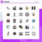 Modern Set of 25 Filled line Flat Colors and symbols such as interior, draw, photo, happy, easter