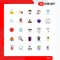 Modern Set of 25 Flat Colors Pictograph of e, apparel, food, sportive, equipment
