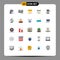 Modern Set of 25 Flat Colors Pictograph of website, hacking, spam, fire, hand