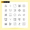 Modern Set of 25 Lines Pictograph of festival, basketball, upload, world, monitor