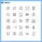 Modern Set of 25 Lines Pictograph of notification, positions, kids, graph, analysis