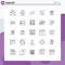 Modern Set of 25 Lines Pictograph of target, easter, science, bynny, crypto