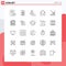 Modern Set of 25 Lines and symbols such as bag, document, line, study, learning
