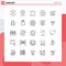 Modern Set of 25 Lines and symbols such as men, love, hut, house, element