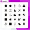 Modern Set of 25 Solid Glyphs Pictograph of bag, weather, city, climate, air