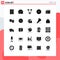 Modern Set of 25 Solid Glyphs Pictograph of document, basic, sun, image, technology