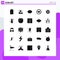 Modern Set of 25 Solid Glyphs Pictograph of flower, sms, repair, email, human