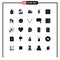 Modern Set of 25 Solid Glyphs Pictograph of light, islam, offer, cinema, video