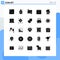 Modern Set of 25 Solid Glyphs Pictograph of night, school, distribution, schedule, calendar