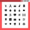 Modern Set of 25 Solid Glyphs and symbols such as mobile, map, security, location, time
