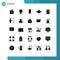 Modern Set of 25 Solid Glyphs and symbols such as plain, insignia, sweets, grade, charging