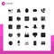 Modern Set of 25 Solid Glyphs and symbols such as right, chat, real estate, basic, household