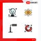 Modern Set of 4 Filledline Flat Colors Pictograph of bulb, creative, electric, creative, production