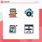 Modern Set of 4 Filledline Flat Colors Pictograph of jam, clipboard, gear, computing, leaf