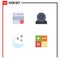 Modern Set of 4 Flat Icons Pictograph of alert, forecast, computers, hardware, night
