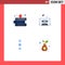 Modern Set of 4 Flat Icons Pictograph of book, ui, apple, tape, growth