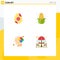 Modern Set of 4 Flat Icons Pictograph of egg, puzzle, autumn, human, drinking