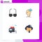 Modern Set of 4 Flat Icons Pictograph of glasses, camping, brainstorm, idea, download