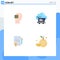 Modern Set of 4 Flat Icons Pictograph of user, agrement, business, cart, done