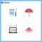 Modern Set of 4 Flat Icons and symbols such as back to school, board, notebook, weather, formula