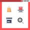 Modern Set of 4 Flat Icons and symbols such as bag, page, shop, technology, website