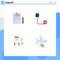 Modern Set of 4 Flat Icons and symbols such as book, mouse, pencil, devices, board