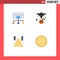 Modern Set of 4 Flat Icons and symbols such as business, mountain, management, machine, arrow