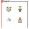 Modern Set of 4 Flat Icons and symbols such as chart, molecular, management, pot, medical