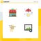 Modern Set of 4 Flat Icons and symbols such as market, thinking, store, invest, head