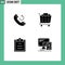 Modern Set of 4 Solid Glyphs Pictograph of call, computer, buy, clipboard, mobile