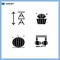 Modern Set of 4 Solid Glyphs Pictograph of font, vegetables, sauna, halloween, optimization