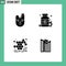 Modern Set of 4 Solid Glyphs and symbols such as animal, honey, rabbit, medicine, viscous