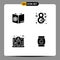 Modern Set of 4 Solid Glyphs and symbols such as book, business, mixture, flower, digital