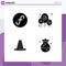 Modern Set of 4 Solid Glyphs and symbols such as guilder, road, currency, love, stop