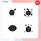 Modern Set of 4 Solid Glyphs and symbols such as target, human eye, setting, gear, view