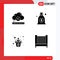 Modern Set of 4 Solid Glyphs and symbols such as video, employee, cloud, money, speech