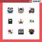 Modern Set of 9 Filledline Flat Colors Pictograph of best, radio, premium, communication, truck