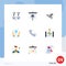 Modern Set of 9 Flat Colors and symbols such as phone, call, bird, nature, ecology