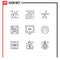 Modern Set of 9 Outlines Pictograph of aspect ratio, business, expense, web, crypto