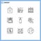 Modern Set of 9 Outlines Pictograph of drawing, blueprint, technology, blue, start up