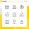 Modern Set of 9 Outlines Pictograph of egg, skin protection, environment, skin, skin