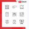Modern Set of 9 Outlines Pictograph of page, creative, development tools, copywriting, device