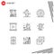 Modern Set of 9 Outlines Pictograph of production, film, engine, cinema, search